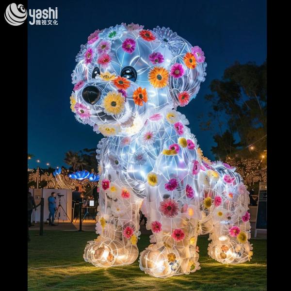 Outdoor Glowing Dog Sculpture 200CM for Garden Decoration