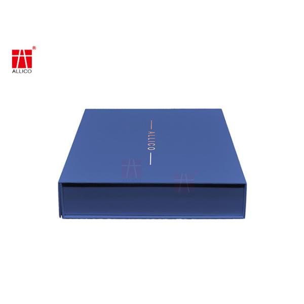 Голубой плоский складной упаковывая логотип сусального золота коробки 600-800gsm