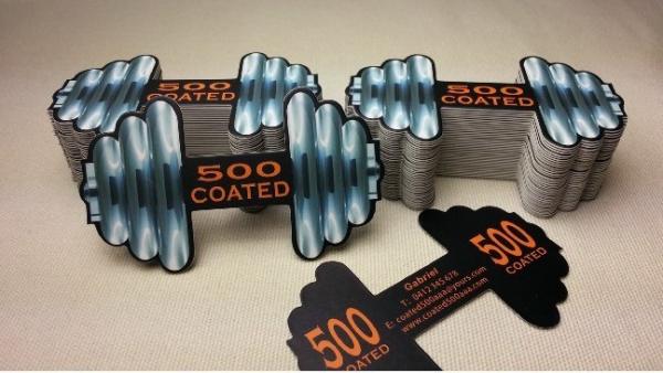 Die Cut Silk Laminated Business Cards With Spot Uv , Customized Shape