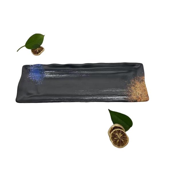 Black Melamine Restaurant Plates Dinnerware Melamine Rectangle Shape Plate
