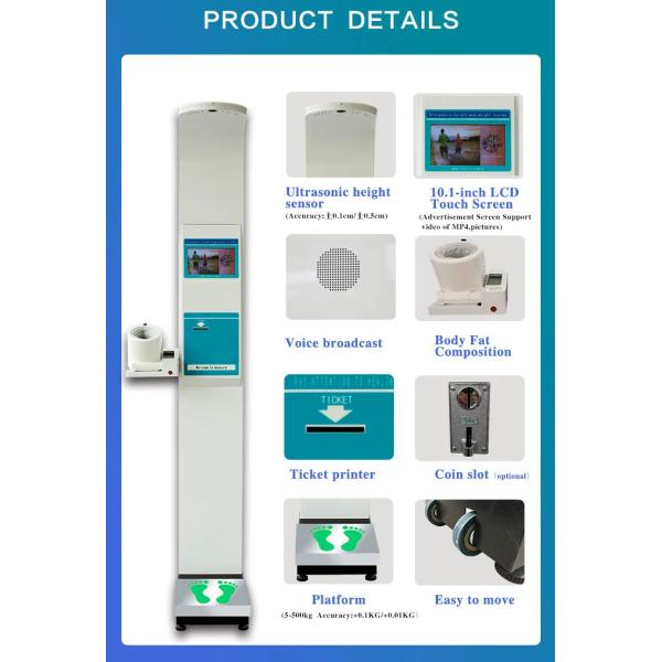 Ultrasonic Height and Weight Blood Pressure Monitor Scale for Hospital