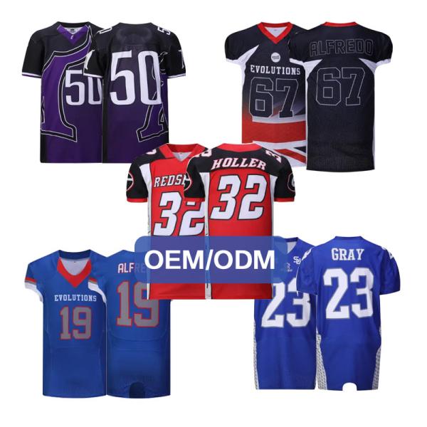 Polyester Printing Sublimated Football Jerseys Washable Practical