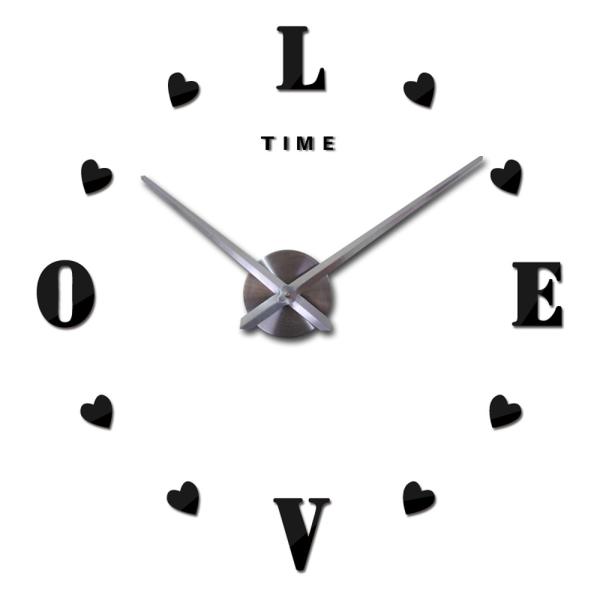 Love Letter Self-adhensive Wall Stickers Unique Modern Wall Clocks Acrylic Mirror Custom Wall Clock