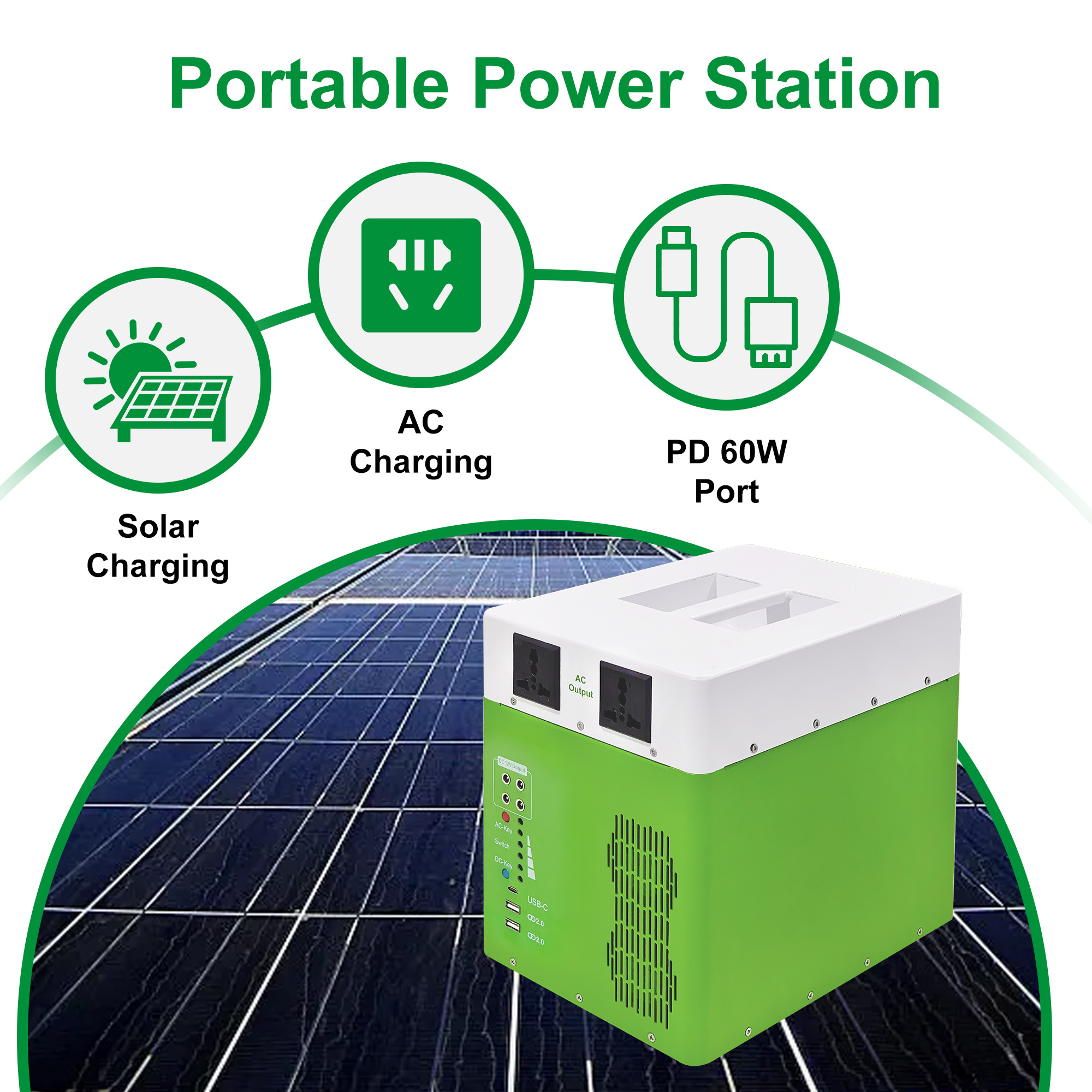 500W -2000W Portable Power Station 1000Wh LiFePO4 Solar Generator Pure Sine Wave Jump Starter 10000 Cycles Life for Camping RV