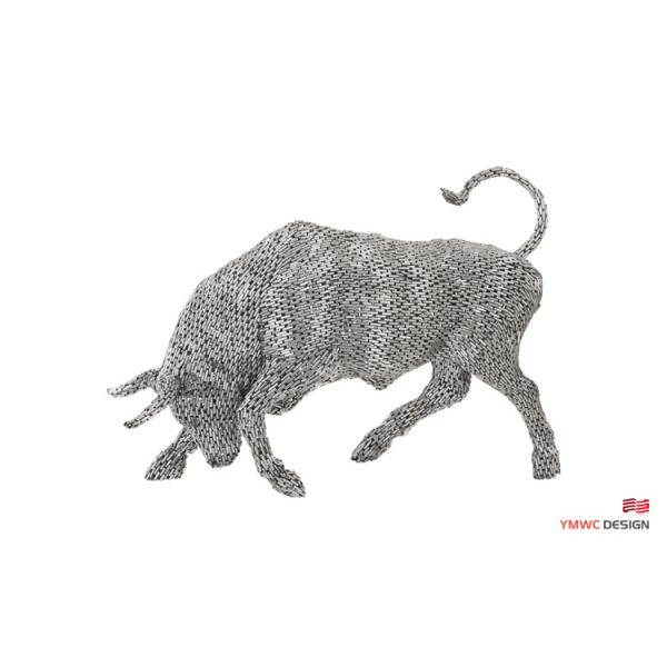 Custom Metal Animal Statues Modernistic Life-Size Stainless Steel Bull Pipe Sculpture