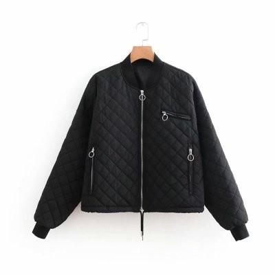 Stand Collar Short Bomber Jacket Womens Quilted Oversized Bomber Jacket Drop Shoulder