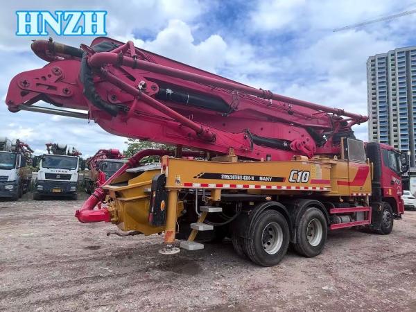 Second Hand Heavy Equipment For Construction 2021 Year Sany 43M Small Size Concrete Pump Truck With Sany Chassis For Sale In China