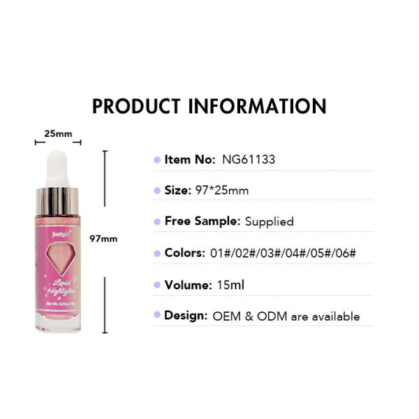 Gold Vegan Glitter Makeup Highlighter Liquid 15ml Long Lasting Multipurpose