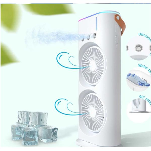 Household White Dual Fan Air Cooler with Remote Control and Cooling Function
