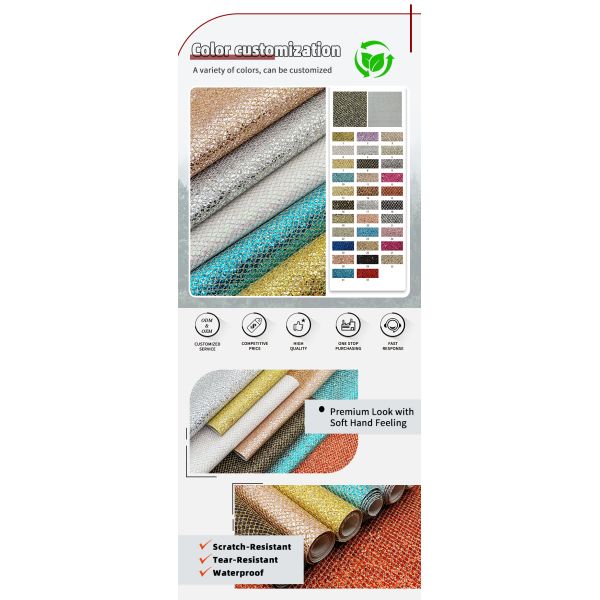 Mesh-Type Coarse Glitter PVC Synthetic Leather Stretch Faux Leather Material for Shoe Luggage Bag Packaging Sofa Outdoor Lining