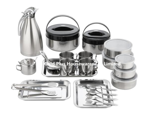 22pcs Amazon hot sale stainless steel double walled vacuum insulated hot water kettles lunch box buffet plate