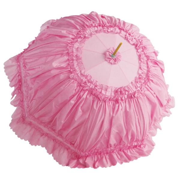 8K Steel Ribs Semi Automatic Princess Lace Umbrellas for Women Pink Color Custom Logo