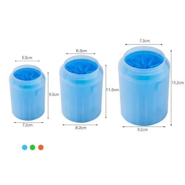 Herramientas de limpieza para mascotas de silicona, taza portátil para lavar patas de perro, azul / naranja / verde