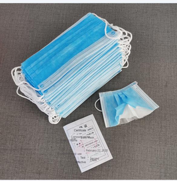 Disposable 3 Ply Non Woven Face Mask Antibacterial Breathable High Filtration