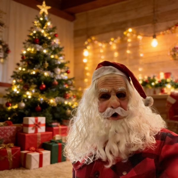 Realistic Santa Claus Mask Full Head Latex with Hat Beard Adult Christmas Cosplay Party Prop