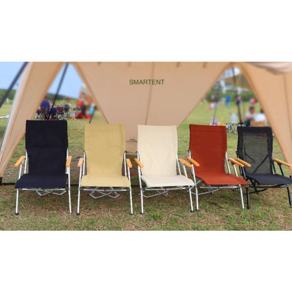 Portable Compact Folding High Back Fur Seal Recliner Chair 1680D Aluminum Bamboo Armrest