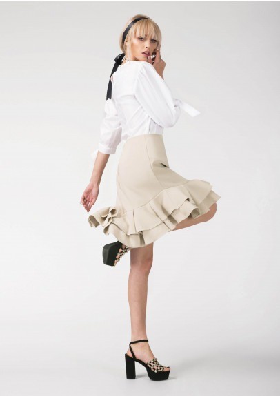 Flounce Design Mini Skirt for Women with Customized Size and Polyester Blend Fabric