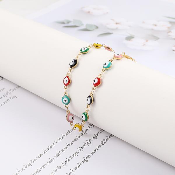 Devil's Eyes Stainless Steel anklet Female 18K gold non-fading eye drops glue anklet spot American anklet Yiwu wholesale