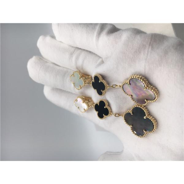 Van Cleef Arpels Magic Alhambra earrings 18k yellow gold with white and gray mother-of-pearl