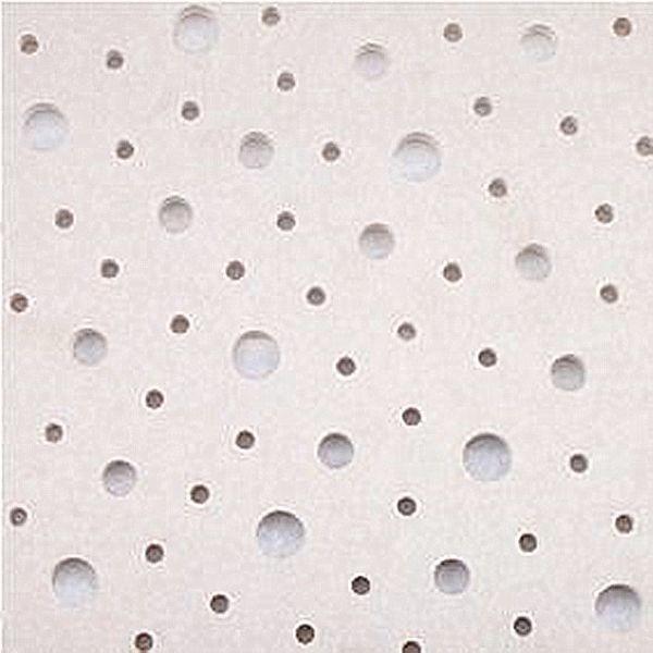 Tabuleiro acústico de gesso revestido de PVC/vinil de forma irregular, com densidade de 780 kg/m3