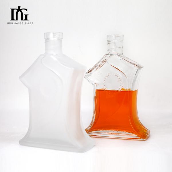 500ml Square Bottle Whiskey Gin Vodka Square Glass Bottle for Painting Electroplating