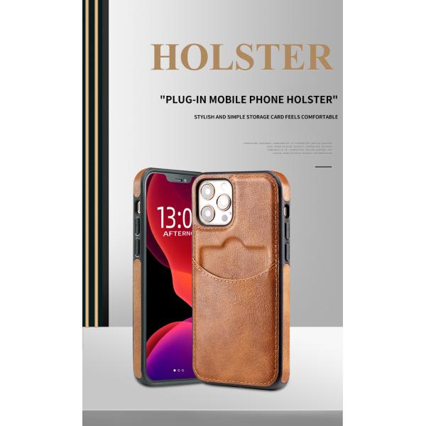 iPhone 15 Pro Max PU Leather Back Cover Card Slot Holder Slim Vintage Mobile Phone Case
