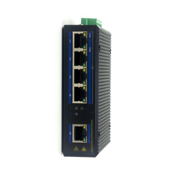 Industrial POE Switch 5-Port Gigabit DIN-Rail Mount IP40