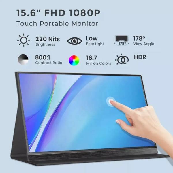 FORGOS 15.6 Inch Portable External Monitor 1080P USB-C HDR LCD IPS Touchscreen Display