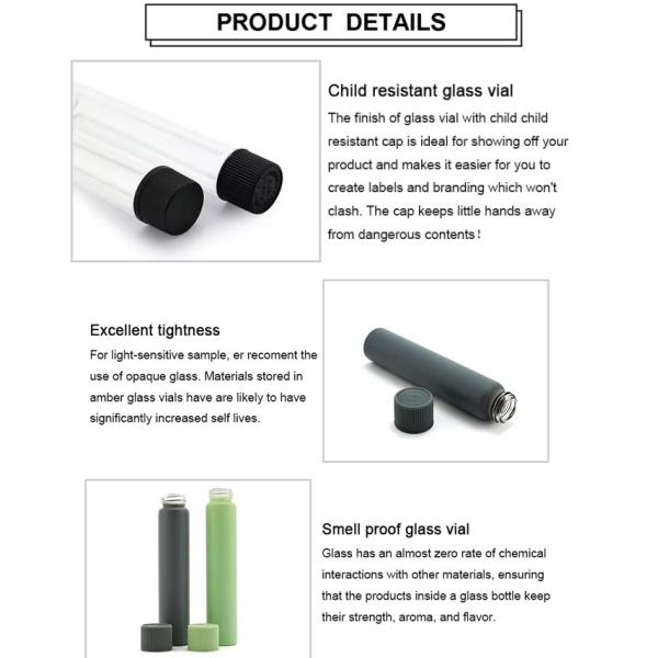 Diamètre 110 mm couleur claire haute 125 mm tube en verre à l'épreuve des enfants tube étanche à l'air tube odorant verre