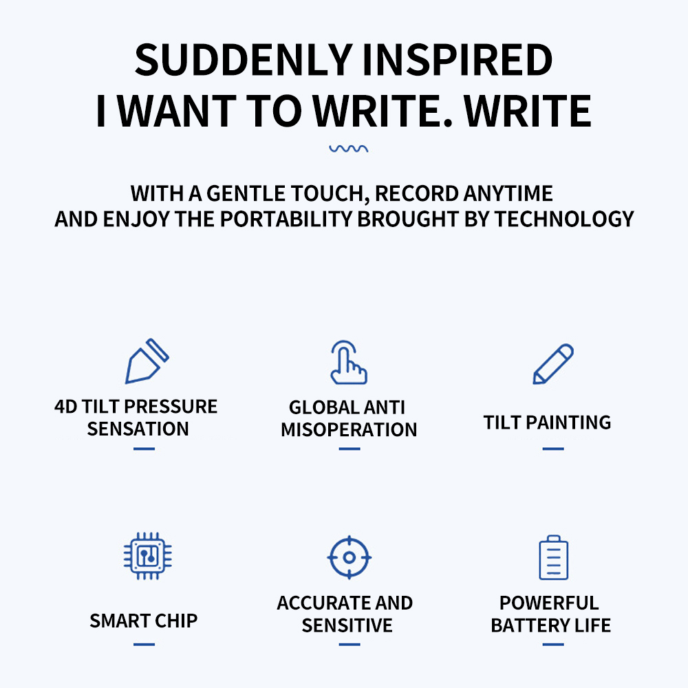 Free 4 Pen Tip 10-14H Using time  Active Stylus Pen Plus Passive Supports Tilt-Sensitive Drawing and Accidental Touch Prevention