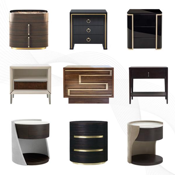 Small Hotel Bedside Tables With Drawers , Living Room Wood Nightstand