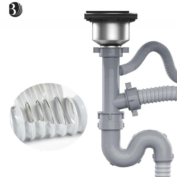 Modern Design PVC Stainless Steel Pipe Equipment Drainer Siphon Kitchen Sink Water Drain Tank for Basin for Bathroom Application