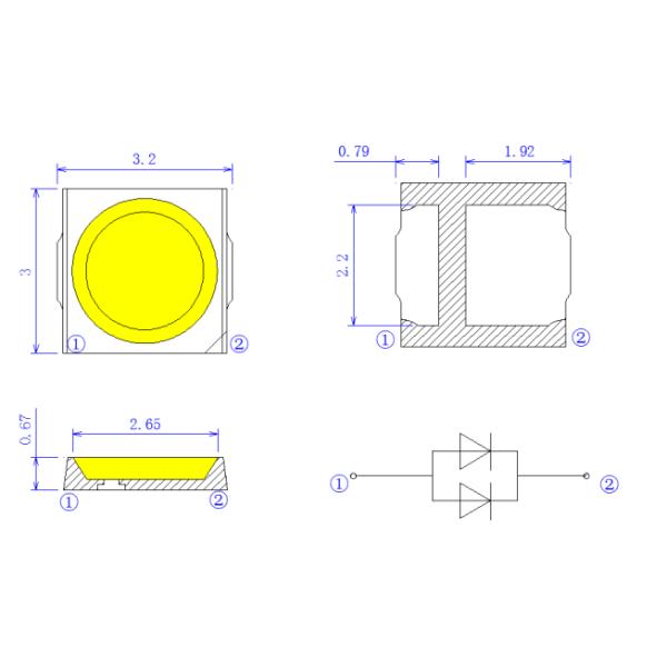 Обломок приведенный 300ma 6000-6500k 155-165lm ФЕНИКСА 3030 3v SMD красный для растет светлым