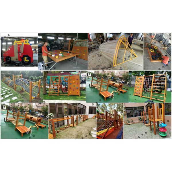 Customized Colorful Wooden Outdoor Climbing Structure 880*350*400CM