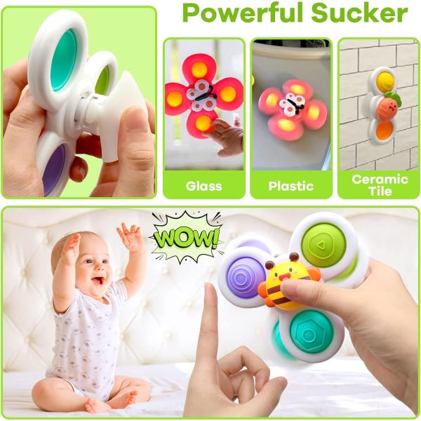 1 2 3 Year Olds Suction Cup Spinner Baby Learning Sensory Toy for Toddlers Unisex Gift Idea