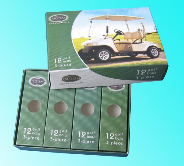 Golf Ball Paper Box Packaging PVC Window , Box Packaging For Golf Ball