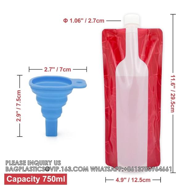 Foldable Wine Bags Travel Wine Bags Wine Pouch With Collapsible Funnel Wine Bottle Bag Flask For Travel,Party