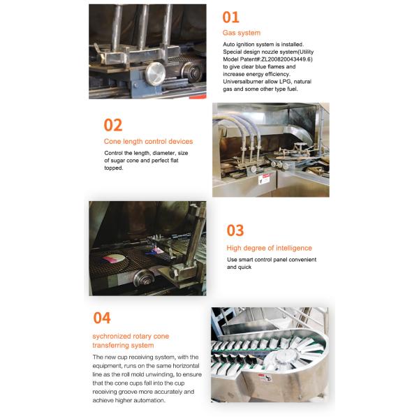 Ice Cream Rolled Cone Production Machine With 71 Cast Iron Baking Templates
