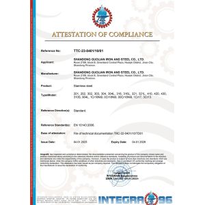 Shandong Guolian Iron and Steel Co.,Ltd Certifications