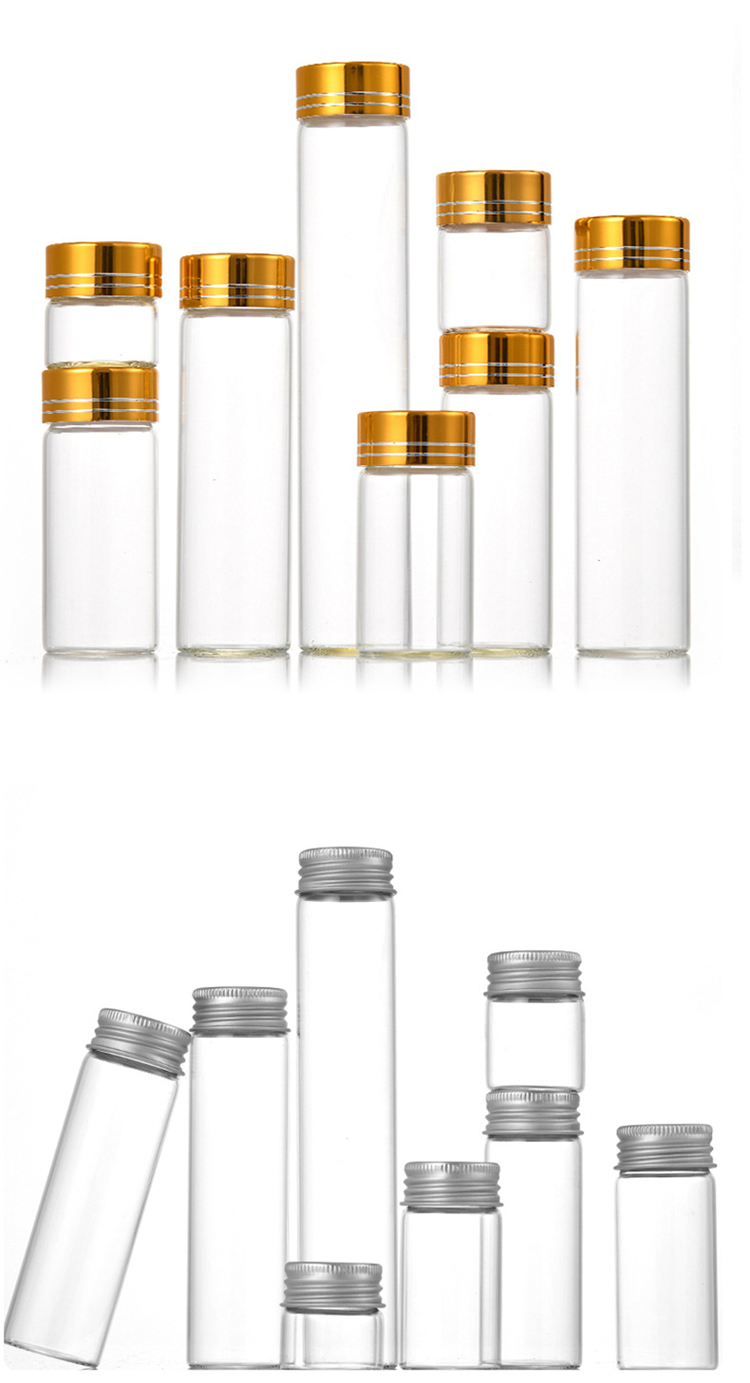 30mm Flat Bottom Borosilicate Glass test Tubes Sample Bottle with Aluminum Screw Cap