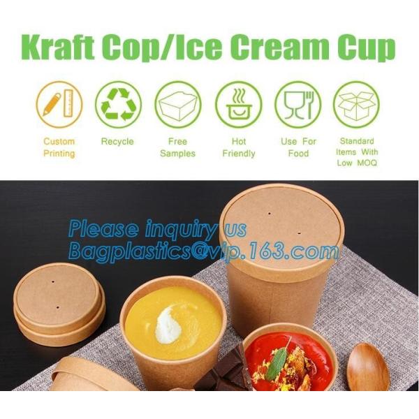Eco Friendly, Oil Resistant, Salad Soup Rice Noodles Bowl, Bamboo Pulp, Disposable, Kraft Paper Bowl Lid