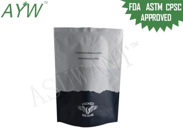 Standing Up Coffee Tea Bags Reclosable k Plastic Laminated For Black Coffee Bean