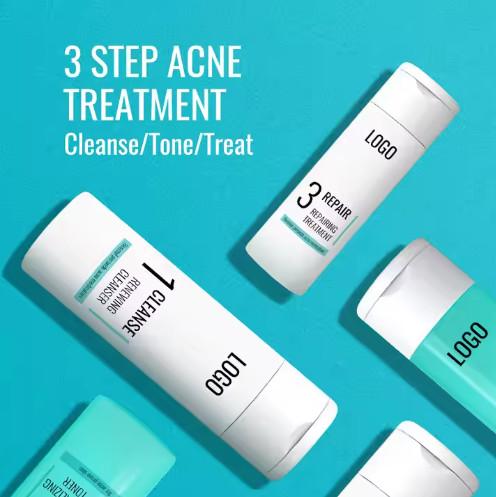 Private Label Oil Control Skincare Facial Cleanser Moisturizer Cream Toner Vegan Facial Skin Care Set