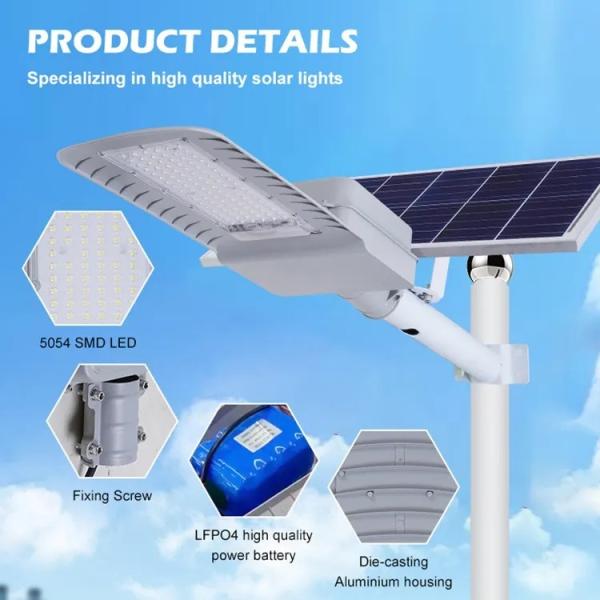 Cool White Solar Powered LED Street Lights 5054 IP67 Waterproof Solar Street Light