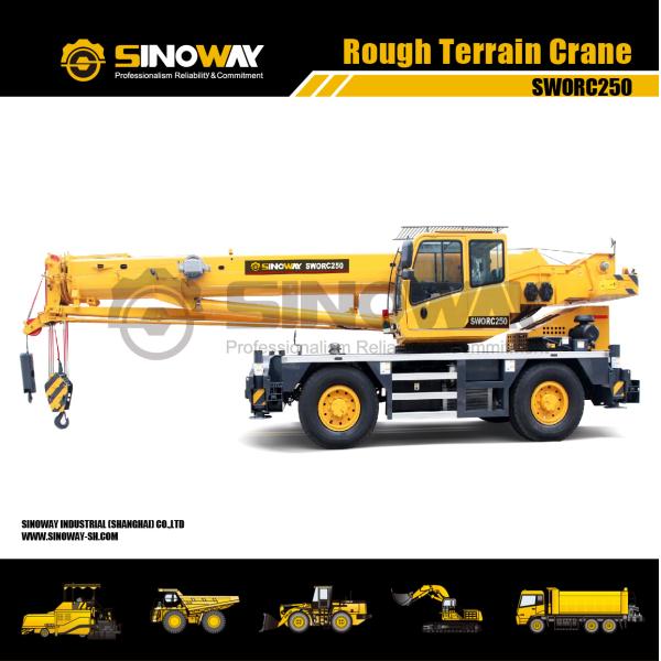 Heavy Duty Rough Terrain Crane 25 Ton , 4X4 Off Road Crane 14.00R25 Tire Size