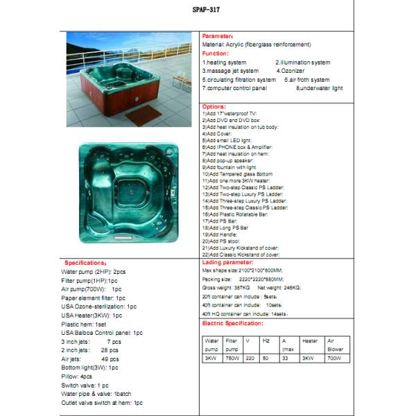 hot tub ,Outdoor Bathtub,swim spa,whirlpool,bahtub ,hot bathtub,swing pool SPAF-317