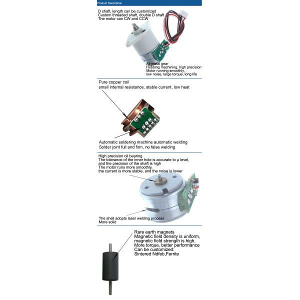 Hofon 15mm 15BY Stepping 1:50 GM12-15BY0350D2 DC 5V 12V Stepping gear motor for Fiber Fusion Splicer