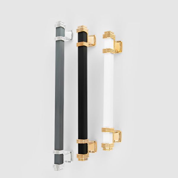 European-style Aluminum Alloy square Pull Handle Two-tone Spliced Vertical Grain Handle for Home Cabinet Drawer & Wardrobe Doors
