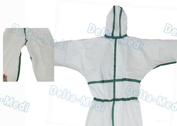 45GSM Disposable Work Coveralls , Elastic Cuffs Chemical Resistant Disposable Coveralls