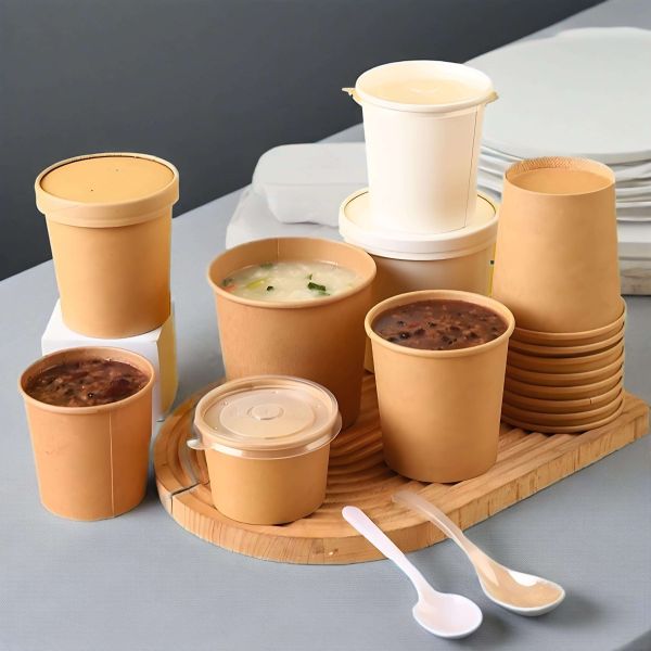 Customized Multi-Size Disposable Paper Food Buckets with Lids – Waterproof, Oil-Proof, Heat-Resistant for Soup, Meal Prep & Takeout